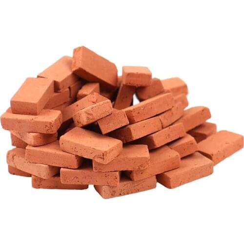 100PCS 1:16 Miniature Simulation Brick DIY Fairy Garden Dollhouse Decor Mini Red Wall Brick Stone