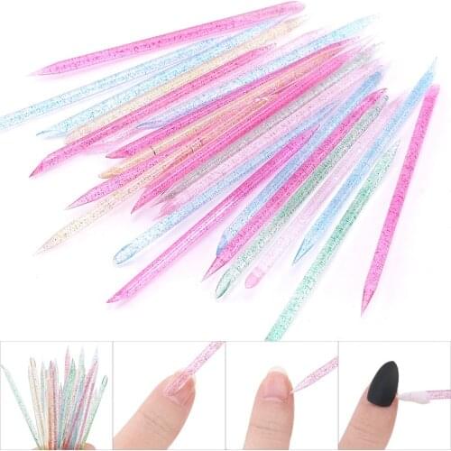 100Pcs Reusable Crystal Stick Double End Nail Art Cuticle Pusher Cuticle Remover Tool Pedicure Care Nails Manicures Tools