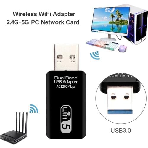 1200Mbps USB Wifi Network Card Adapter 2.4G/5G Dual-Band Wireless Receiver Dongle AC wifi Adapter for Windows 7/8/10 Mac OS