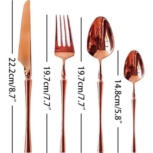 4pcs/set Dinner Knife Fork Tablespoon Teaspoon Steak Knives Tableware Rose Gold Dinnerware setFlatware Sets Christmas Cutlery