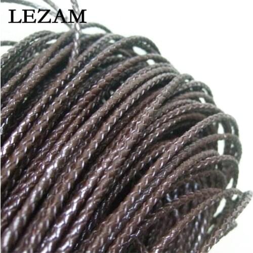 5 Yards 3mm Round Dark Brown Bolo Braided Real Genuine Leather Cord For Bracelet Necklace Jewelry Making Rope Material