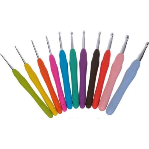 50set 9/11/12Pcs Colorful Crochet Hooks Soft Handle Ergonomic Knitting Hooks DIY Weaving Tool Kit Needles With Case Sewing Tools