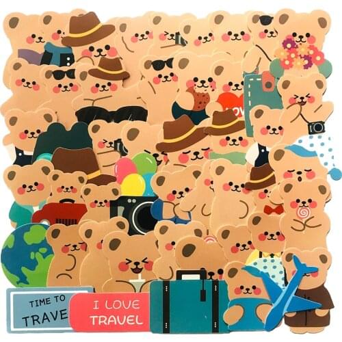 50Pcs/set Bears Stickers Crtoon Cute Little Bear Sticker PVC Waterproof Graffiti Sticker For Laptop Luggage Toy Car