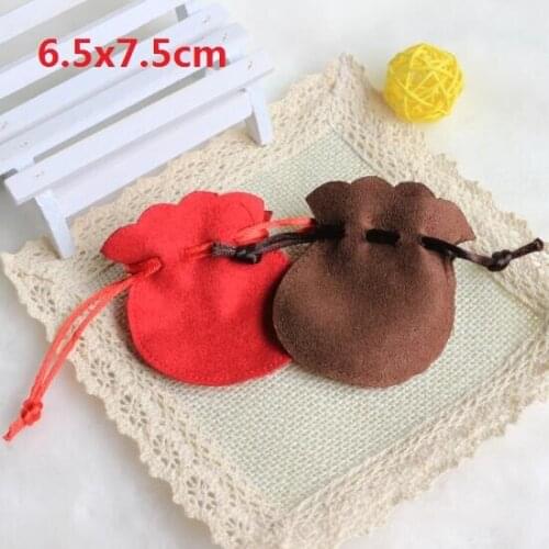 50pcs/lot Soft Imitation Deerskin 6.5x7.5cm Small Gourd Velvet Drawstring Suede Bags For Jewelry Packing Christmas Gift Pouch