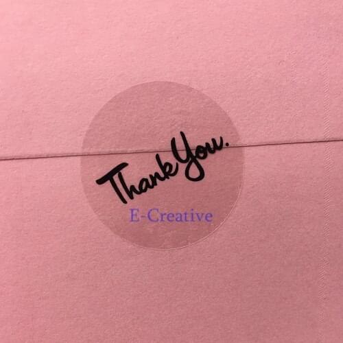 500PCS Round Transparent Thank you Sealing Sticker Black 30*30mm