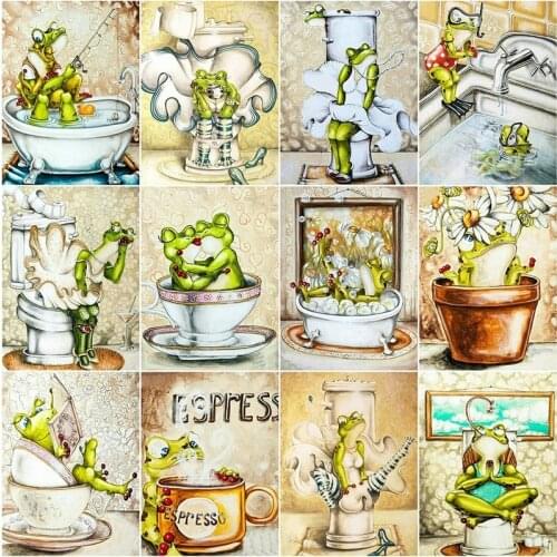 5D DIY Diamond Painting Kits Frog Rhinestone Diamond Embroidery Animals Full Round With AB Drill Mosaic Art Home Decoration Gift