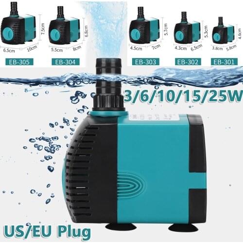 3/6/10/15/25W Ultra-Quiet Submersible Water Fountain Pump Filter Fish Pond Aquarium Water Pump Tank Fountain