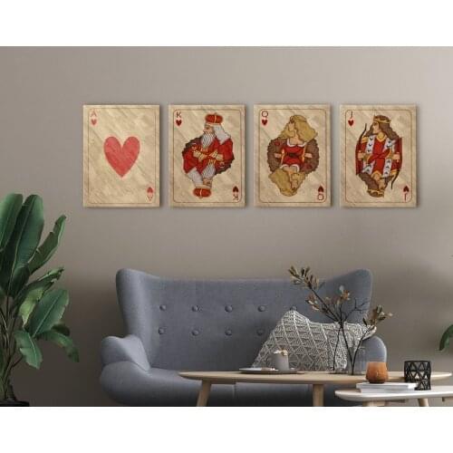 BK Home Playing Cards design 4'lü Canvas table 50x70cm-2