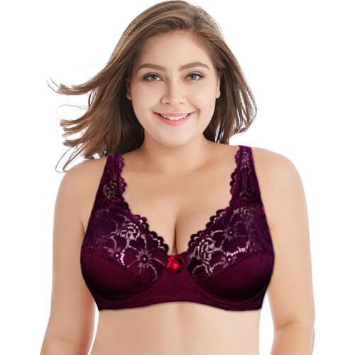 Womens Lager Bosom Floral Lace Bra Sexy Lingerie Underwired Bralette Plus Size Brassiere Top Underwear B C D DD E F Cup