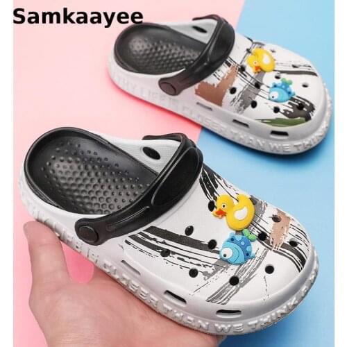 3-18y Children Mules Clogs Slippers Summer Kids Sandals Baby Boys Girls Cartoon Print Shoes Flats Non-Slip Beach Flip Flops Y24