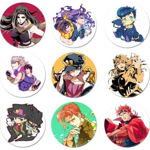 Anime JOJOs Bizarre Adventure Figure Giorno Giovanna Bruno Bucciarati Action Figure Toys Doll For Kids Metal Badage Brooch Gift