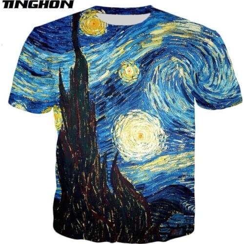 Harajuku style t-shirt Men/Women Vincent van Gogh oil painting Starry Night Print 3d t shirt Casual tee tops XS-7XL