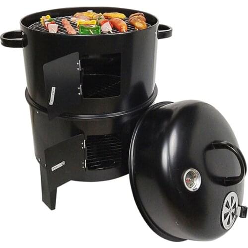 Smoker BBQ Grill With Thermometer Barbecue Rack Outdoor Barbecue Tools High Temperature Barbecue Oven