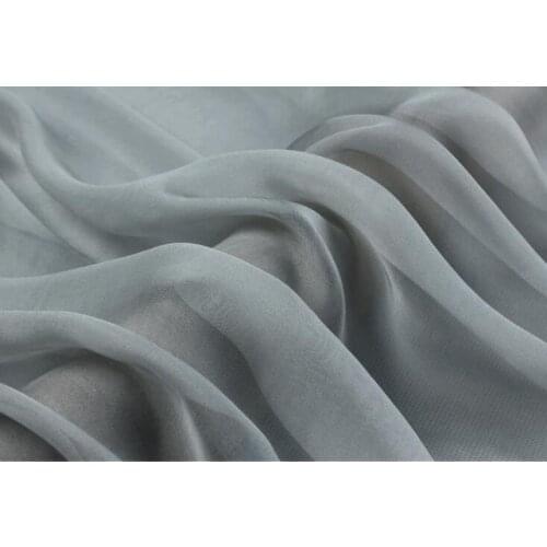 Howmay 100% pure silk fabric chiffon 5m/m 140cm 55" silver 40# color for scarf dress scarf decoration