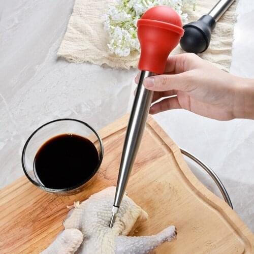 Stainless Steel Turkey Baster Cooking Turkey Chicken Oil Dropper BBQ Food Flavour Baster Syringe Tube Pump Pipe Kitchen Tools