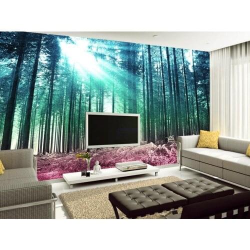 Beautiful forest landscape tree Wall Decoration Custom 3d mural wallpaper TV backdrop sofa Non woven wallpaper