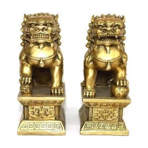 Brass Foo Dogs Lions statue a pair