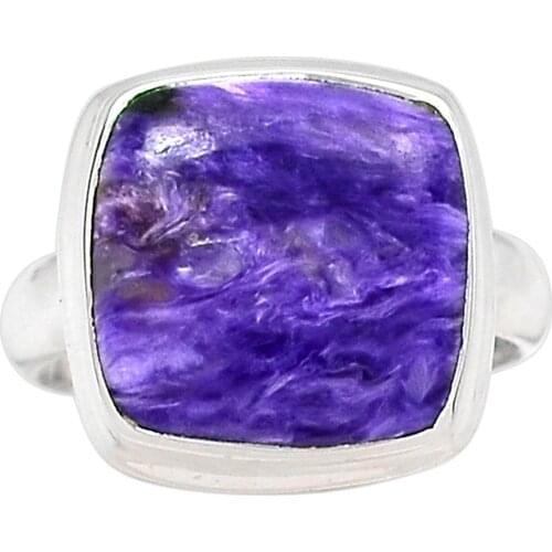 Lovegem Genuine Charoite Ring 925 Sterling Silver,Size :8, AR3155