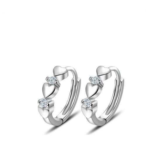 Trendy Silver 925 Women Hoop Earrings Girl Jewelry Fashion Zircon Heart Earring For Women Princess Christmas Gift Girlfriend