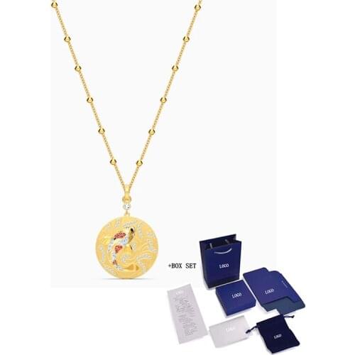 Fashion Jewelry SWA New SHINE FISH Pendant Fish Coin Ocean Charm Exquisite Crystal Golden Necklace Ladies High Jewelry Gift