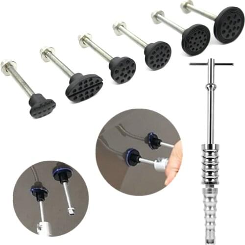 6PCS STEEL STICK GLUE TABS WITH SLIDE HAMMER FOR CAR DENT REPAIR TOOLKIT PAINTLESS DENT REPAIR TOOLKIT for HAIL DAMAG