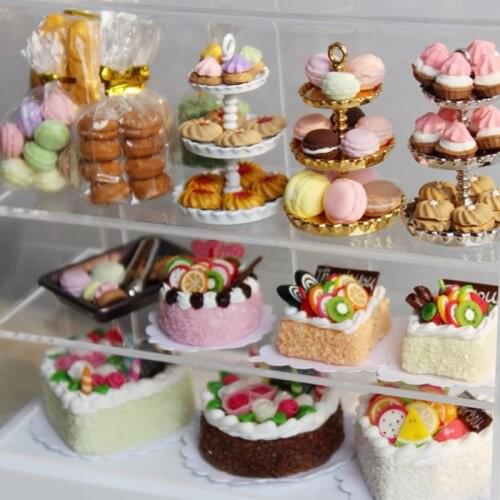 NEW 1/12 Scale Dollhouse Miniature Food Mini Macaron Cake Afternoon Tea Dessert Food for Barbies Blyth Doll Kitchen Accessories