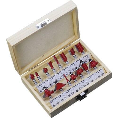 15pcs 1/4 Inch Shank Woodworking Milling Cutter CNC Trimming Knife Metal Wood Bit Tool kit