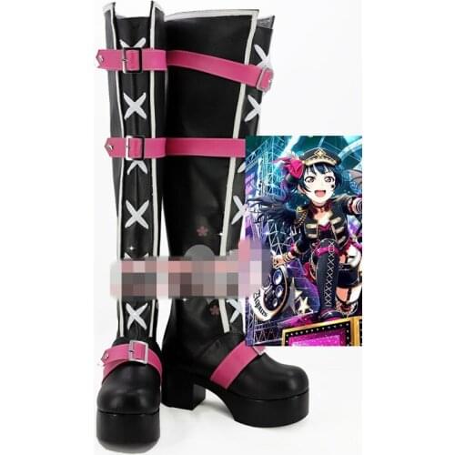 Anime Cosplay Shoe Love Live Sunshine Aqours Tsushima Yoshiko Punk Rock Shoes Women Knee Length Boots A