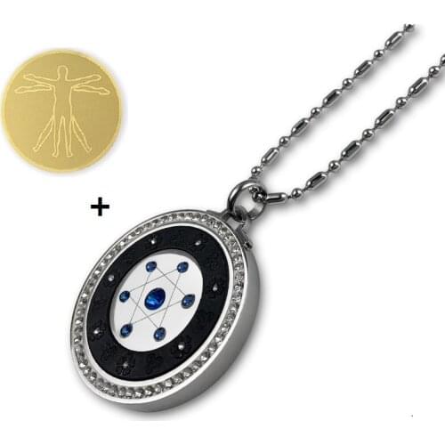 Bio Energy Scalar Chain Pendant Necklace Charm Fashion Jewelry with 6 Pieces Anti EMF EMR Mobile Stickers
