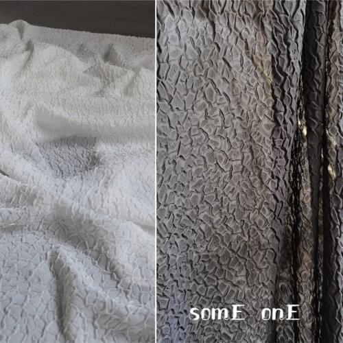 Pleated Chiffon Fabric Black White Crack Bark Texture DIY Patches Decor Props Creative Clothes Dress Designer Fabric