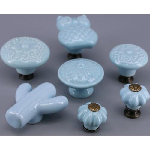 Hot Creramic Knobs Rural Style Cupboard Drawer Pull Kitchen Cabinet Door Wardrobe Handles Hardware One Piece