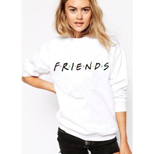 Casual Men Women Friends Print Letter Pullover Hoodies Harajuku Couple Sweatshirt Unisex Sport White Black Hooded Streetwear
