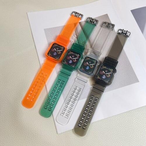 Wrist strap for Apple Watch Band Series 1 2 3 4 5 6 se Rubber case for Iwatch transparent 38mm 40mm 42mm 44mm