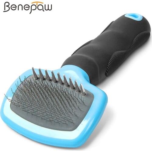 Benepaw Anti-slip Pet Slicker Brush Grooming Dematting Dog Brush Effectively Removes Tangles Dirt Loose Fur Short Long Hair