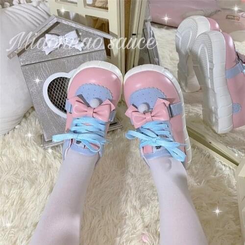 Sweet Lolita Sneakers Cute Flat Student Shoes College Style Round Head Girl Lo Running Shoes Thick Bottom Cosplay Cos Loli