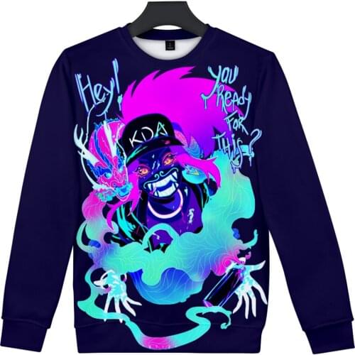 Kda The Baddest Harajuku Round Collar Sweatshirt O-neck Sweatshirt O-neck Fashion 3D Print Casual Teenager Long Sleeve Hooded
