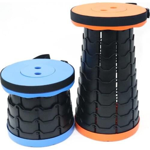 Telescoping Stool with Cushion, Upgraded Portable Folding Stool Camping Stool Collapsible Stool with Load Capacity 400lbs