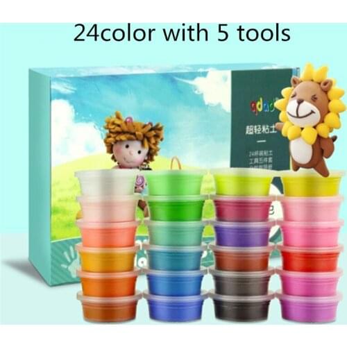 Diy dough craft material escolar infantil slime toys surprise modelling clay 24 color playdough super light clay