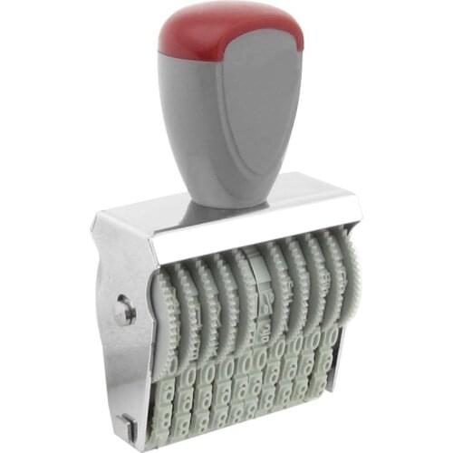 Office 10 Band 5mm x m Rubber 0-9 Numbers Numbering Stamp Gray Red