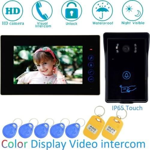 1 SET) Video Intercom Home Garden Improvement Door Phone 7'' Monitor With RFID Card Unlock Release Function Door Bell System