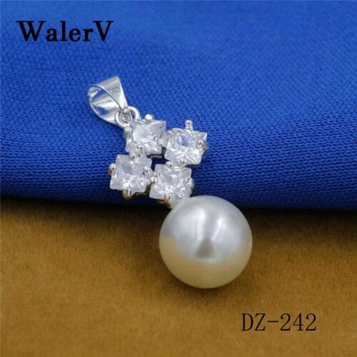 WALERV 2018 Pendant Stamp Fashion Jewelry Accessories Rhinestone Circular White Pearl Stone Pendant for Women Wedding