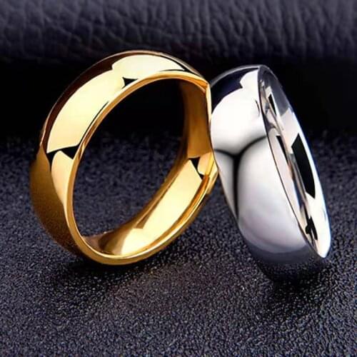 WANGAIYAO2021 new mens and womens titanium steel smooth ring titanium steel jewelry inner and outer arc spherical couple ring