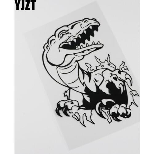 YJZT 13.6CMX18.5CM Ferocious Dragon Car StickerVinyl Black /Silver Car Decor Decal 13C-0111