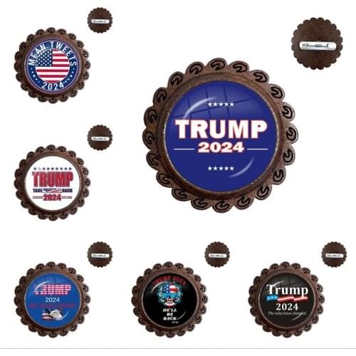 Trump 2024 Flag Creative Print Collar Pins Keep America Great Donald for President USA Statement Brooch