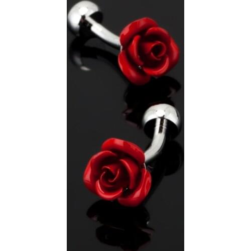 XK373 Other mens shirt Cufflinks red rose wedding accessories quality red rose style Cufflinks