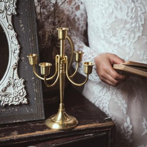 Iron Big Candle Holders Simple Elegant Pillar Copper Candle Holders Vintage Luxury Chandelier Bougeoir Candlestick Metal BS50CH