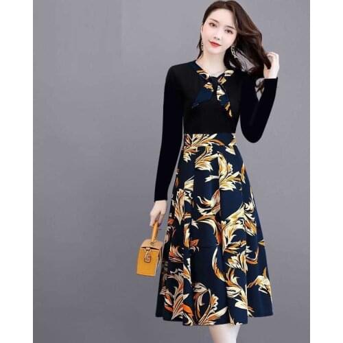 Woman Dresses Dress Womens Autumn New Chiffon Floral Vestido De Mujer Femme Robe