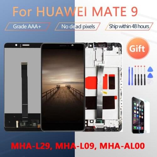 For HUAWEI Mate 9 MHA L29 L09 AL00 LCD screen assembly with front case touch glass, original black gold white Mocha Brown