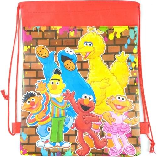 10pcs/lot Sesame Street Theme Birthday Party Kids Favors Mochila Non-woven Fabrics Baby Shower Decorations Drawstring Gifts Bags