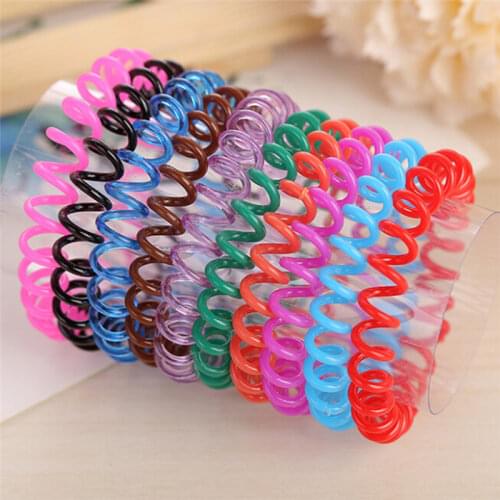10 Pcs S M Telephone Hairbands Hair Scrunchie Transparent Telephone Wire Elastic Hairbands For Children